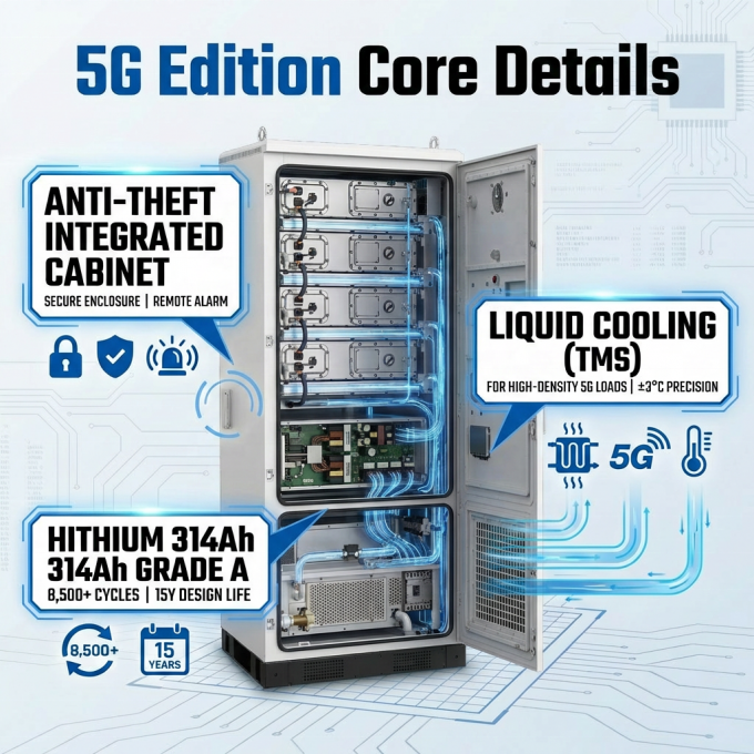5G Telecom BESS with 125kW Power & Liquid Cooling