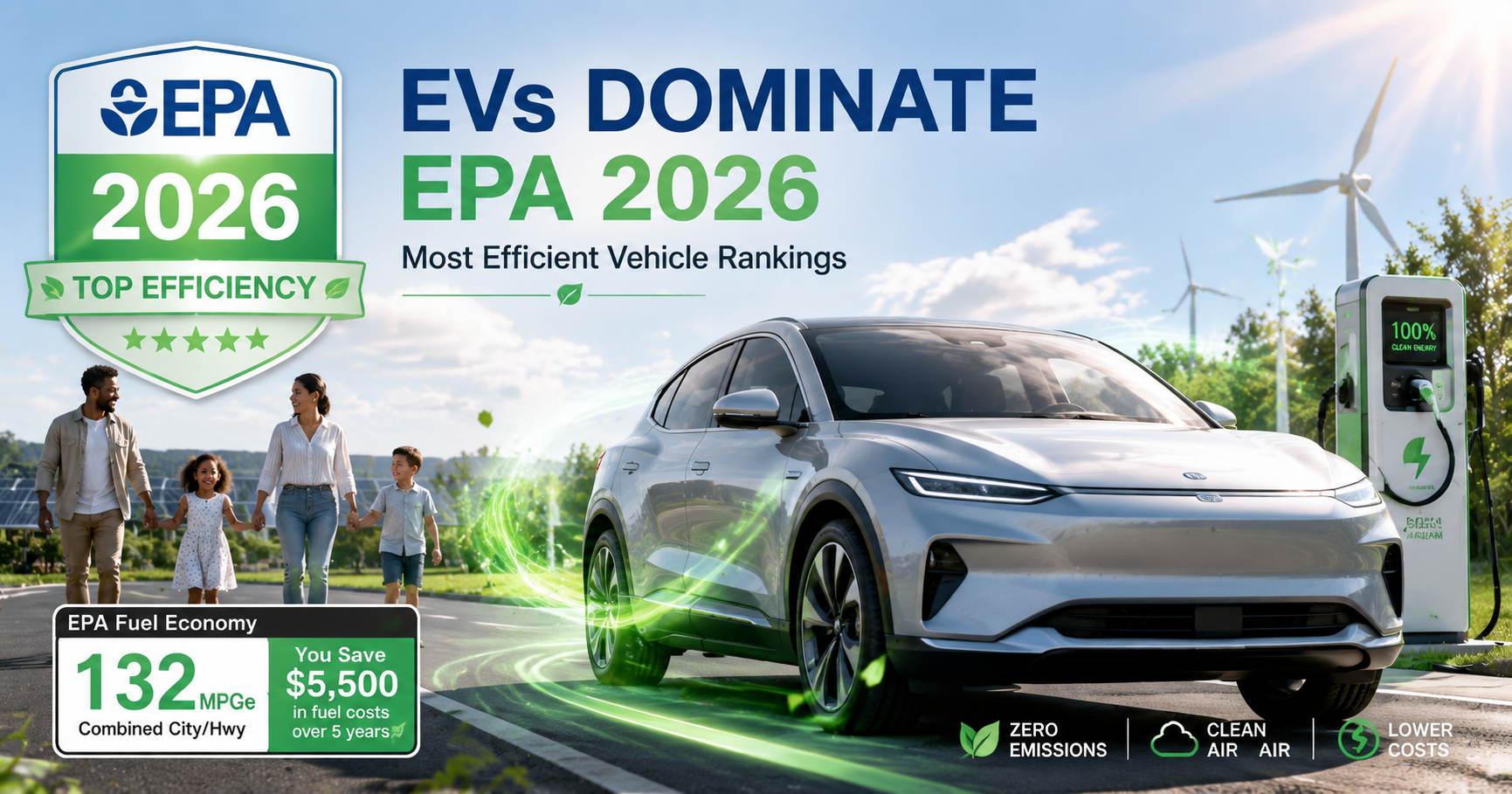 EVs Lead EPA 2026 Most Efficient Vehicle Rankings