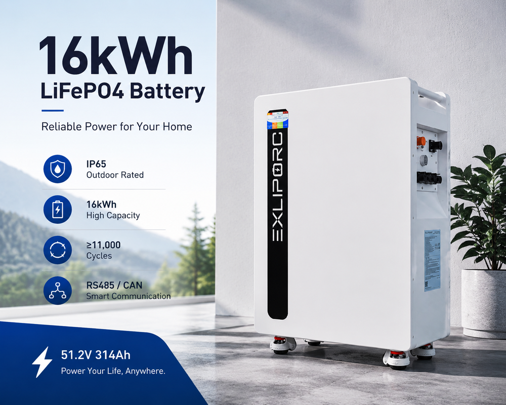 IP65 Waterproof 16kWh LiFePO4 Battery