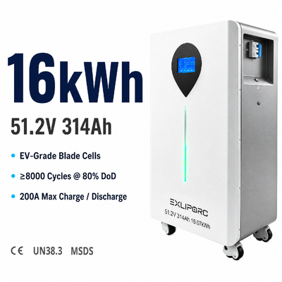 Chất lượng Pin LiFePO4 An toàn 16kWh với Tế bào EV Blade và Hệ thống Dập lửa bằng Khí, Lưu trữ Gia đình LVB16WTC, EXLIPORC nhà máy