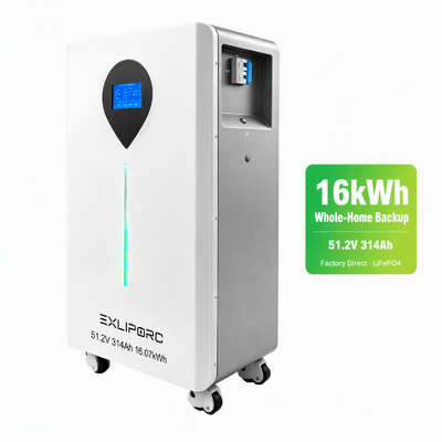 Quality 16kWh LiFePO4 Battery Compatible with Deye Growatt Victron Inverters, Parallel to 160kWh, LVB16WTC, EXLIPORC factory